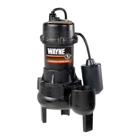 Wayne Water Systems Wayne, 1/2 Horsepower Cast Iron Sewage Pump with Tether Float Switch RPP50